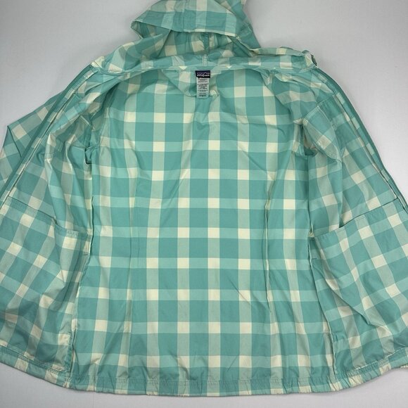 Patagonia Women's Nile Blue Plaid Sun‎ Windbreaker UPF 40 Jacket L/C43 - Picture 6 of 16